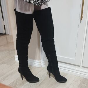 Stuart Weitzman Suede Black Thigh High Women's Boots 6